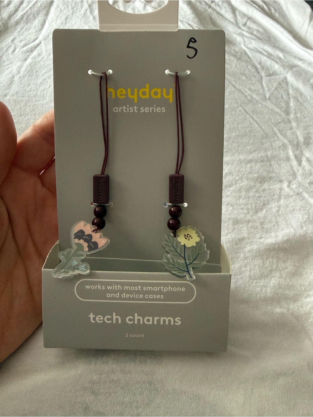 heyday Floral Phone Charms in Burgundy and Pastel